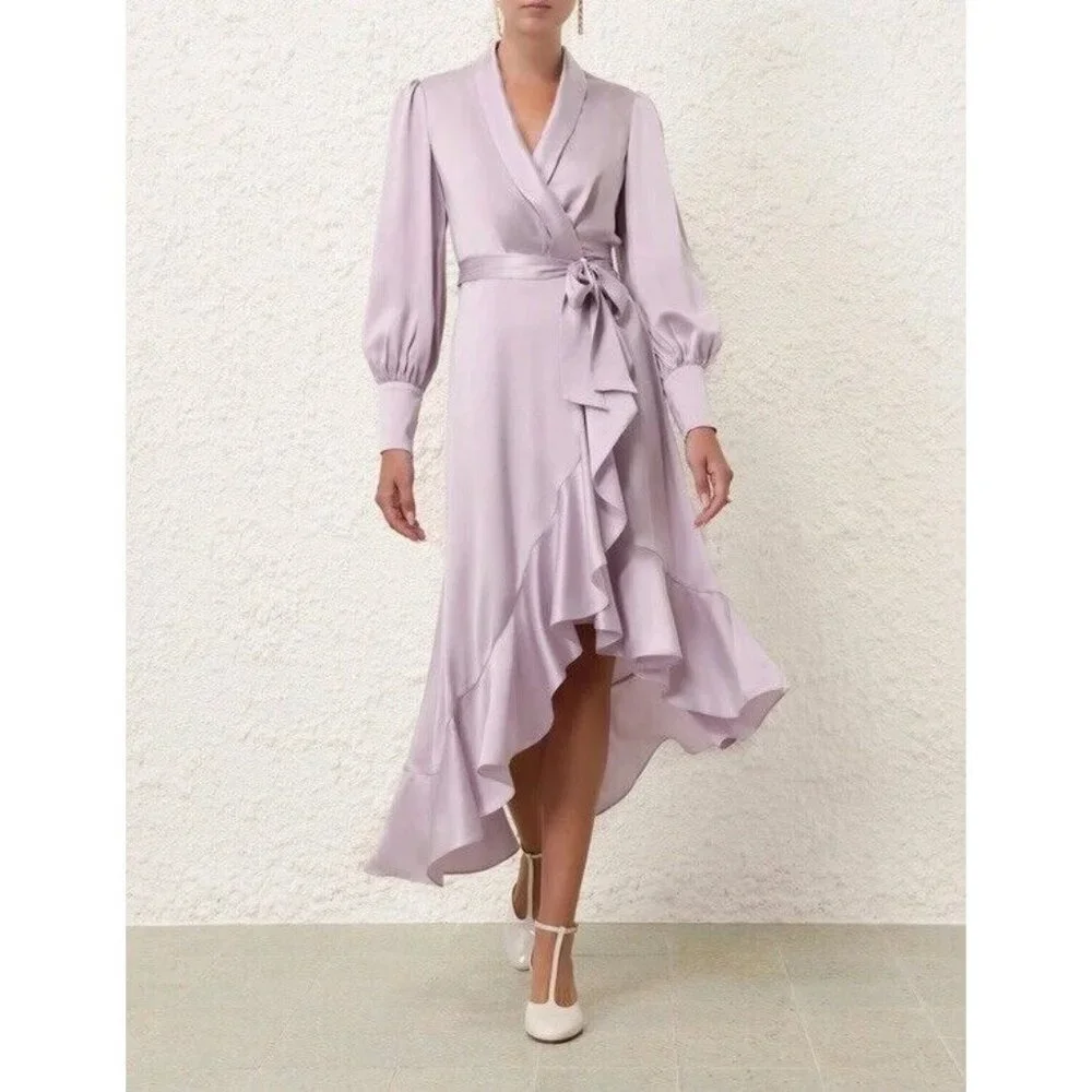 zimmermann silk wrap dress midi ZIMMERMANN Silk Wrap Midi Dress | Blue